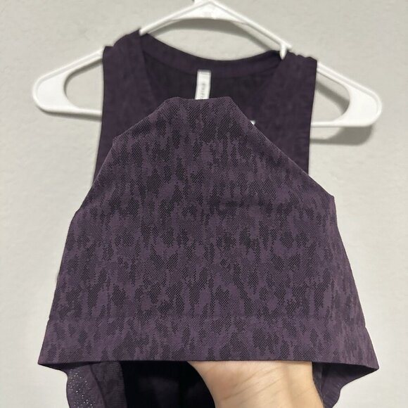 Athleta Momentum Cheetah Print Tank Top Purple Racerback Womens Size XS Athletic - Picture 5 of 6